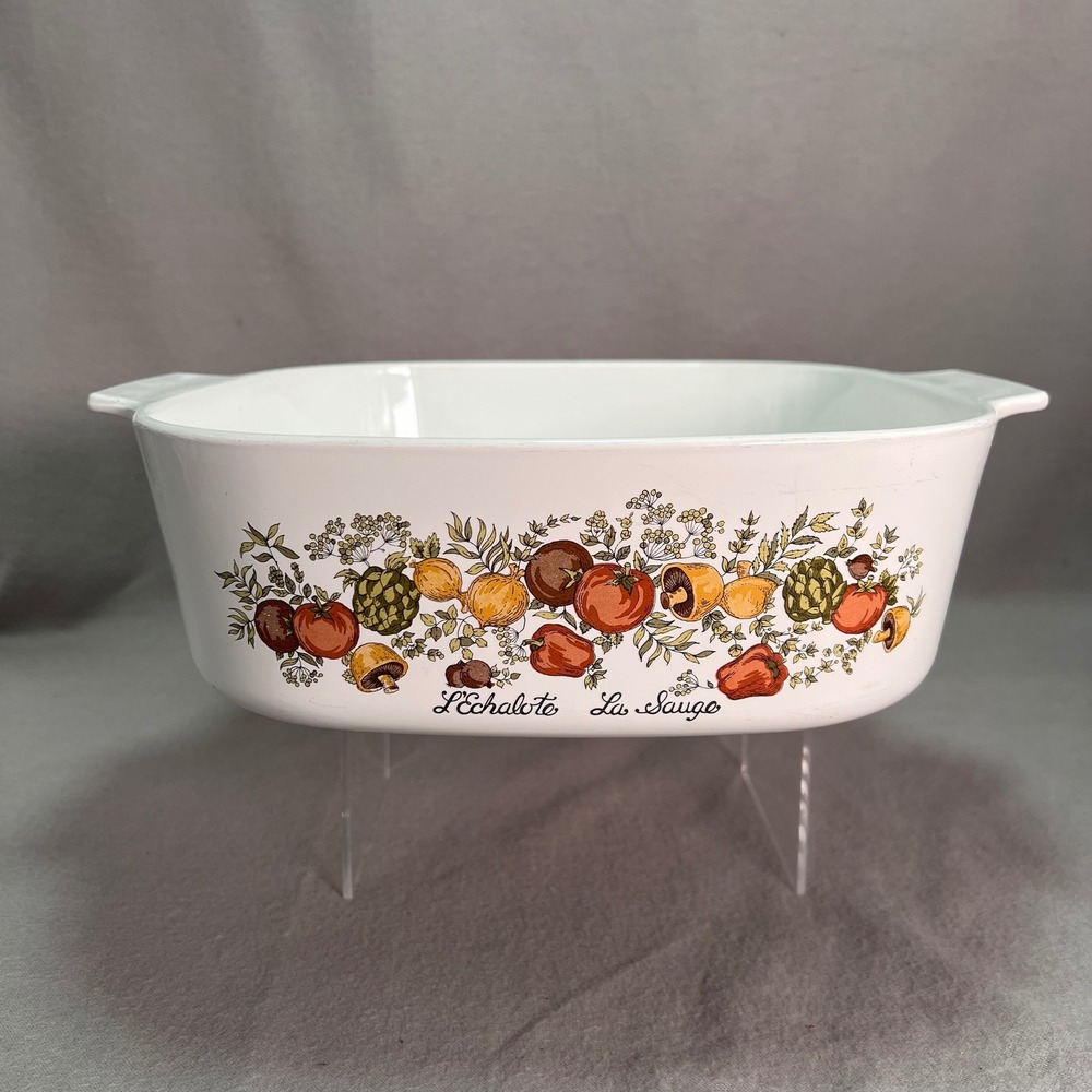 Corning Ware Spice of Life L'Echalote La Sauge A8B 4‎ Quart Square Casserole USA